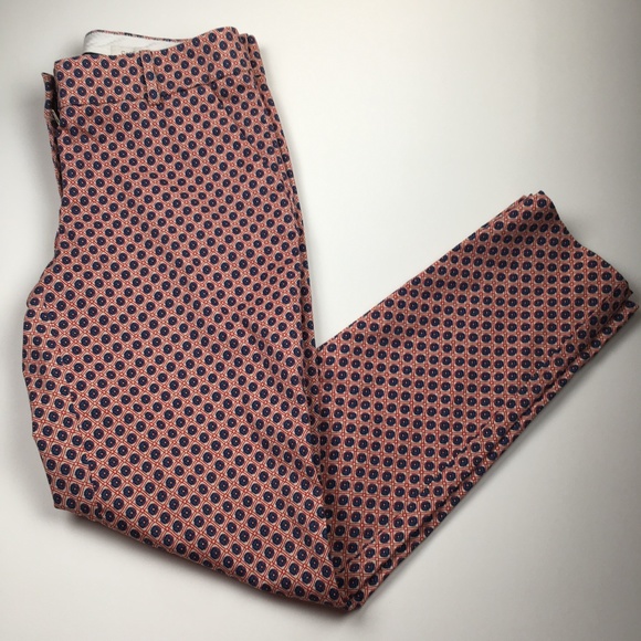 J Crew Pant Cafe Capri Red Blue Micro Floral Print - Picture 5 of 11